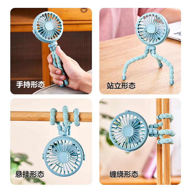 婴儿小风扇2023年夏季爆款mini电脑桌面宿舍手持推车变形支架电扇