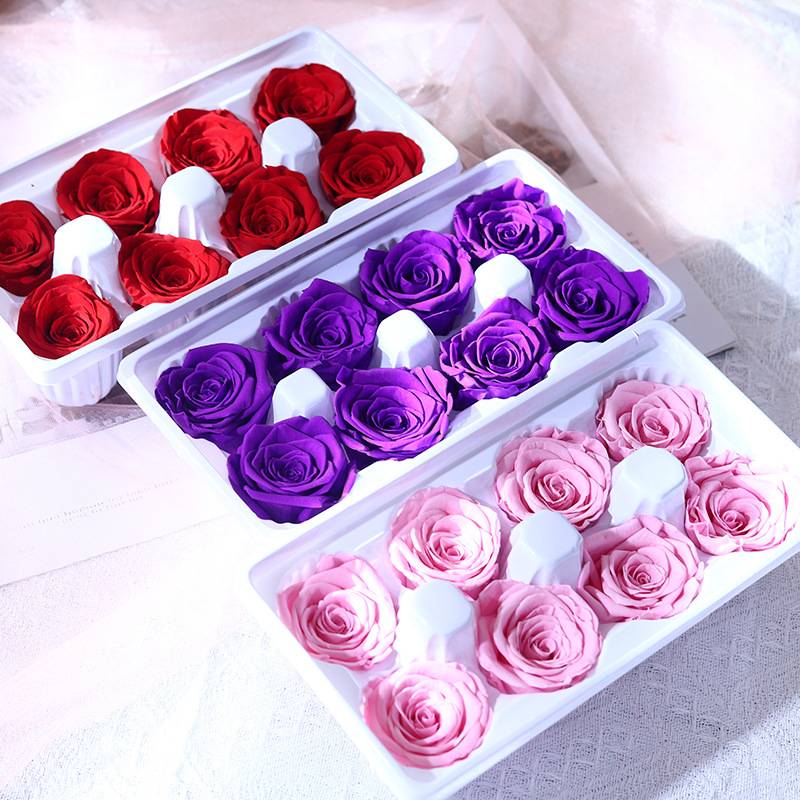 永生花8朵B级玫瑰花头4-5厘米真花保鲜花diy花艺材料规格齐全