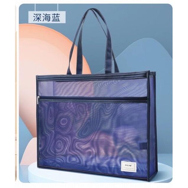 洪星8715 A3透明网纱手提美术袋简约文件袋图画本包文件夹收纳袋