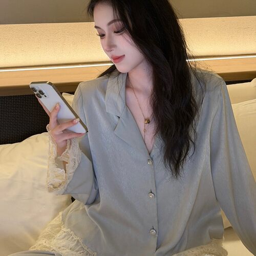 法国HoHiO春秋季冰雪丝睡衣女