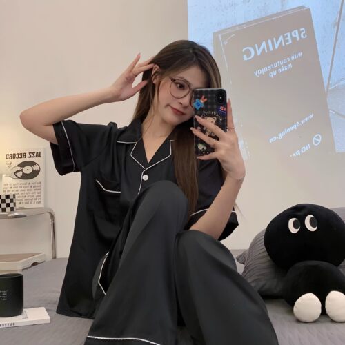 日本GP真冰丝睡衣女夏季薄款短袖