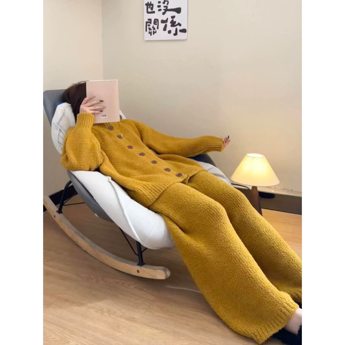 维多利亚慵懒风半边绒睡衣女秋冬新款大码加厚保暖开衫家居服套装