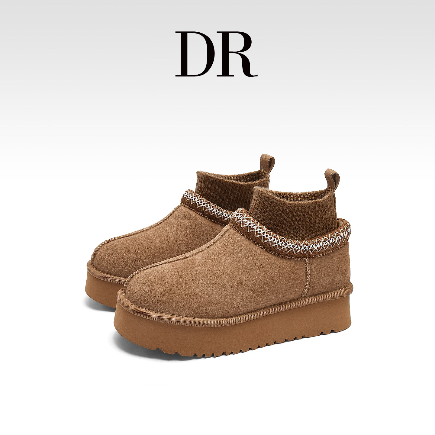 民族风加绒保暖短靴增高雪地靴女