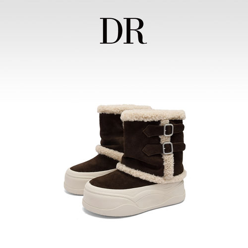 季保暖双扣带靴子厚底加绒雪地靴