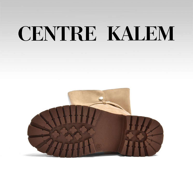 【CENTREKALEM鞋履】浅棕色低跟高筒时装靴青年皮革厚底百搭款,女鞋,时装靴,淘宝优惠券,粉丝福利购,淘宝优惠卷