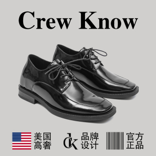 【美国CREW KNOW高奢】方头皮鞋男款厚底增高休闲德比鞋商务正装