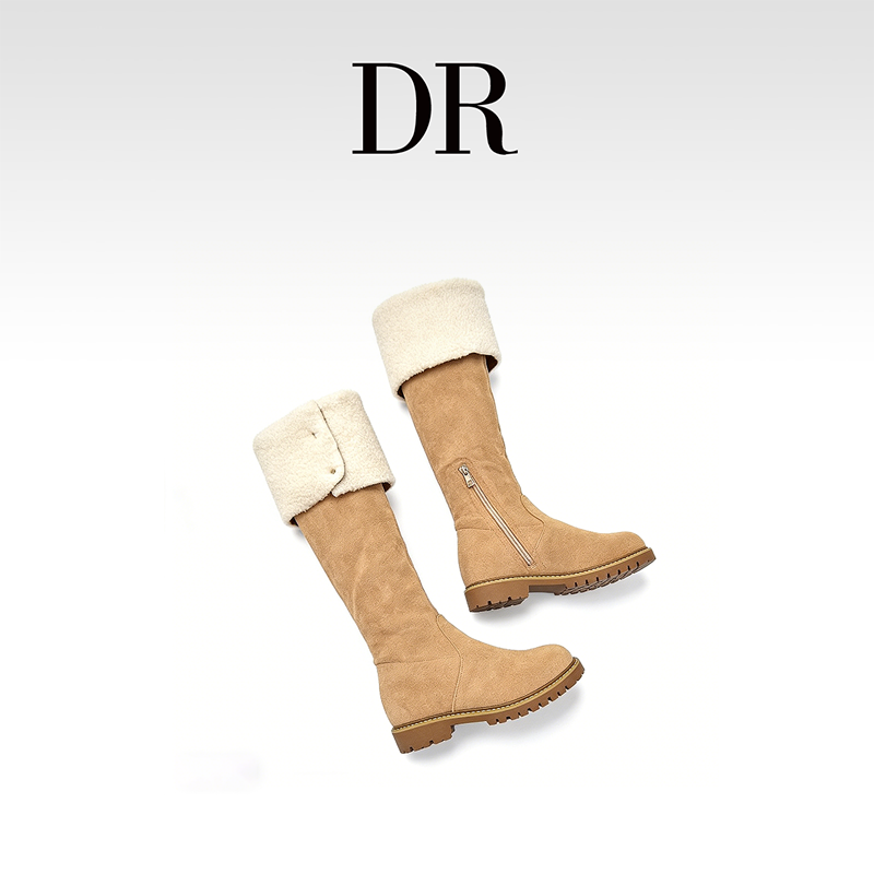 DR官方正品巨显瘦复古时装过膝中跟时装靴牛反绒四季通用欧美卡其,女鞋,时装靴,淘宝优惠券,粉丝福利购,淘宝优惠卷