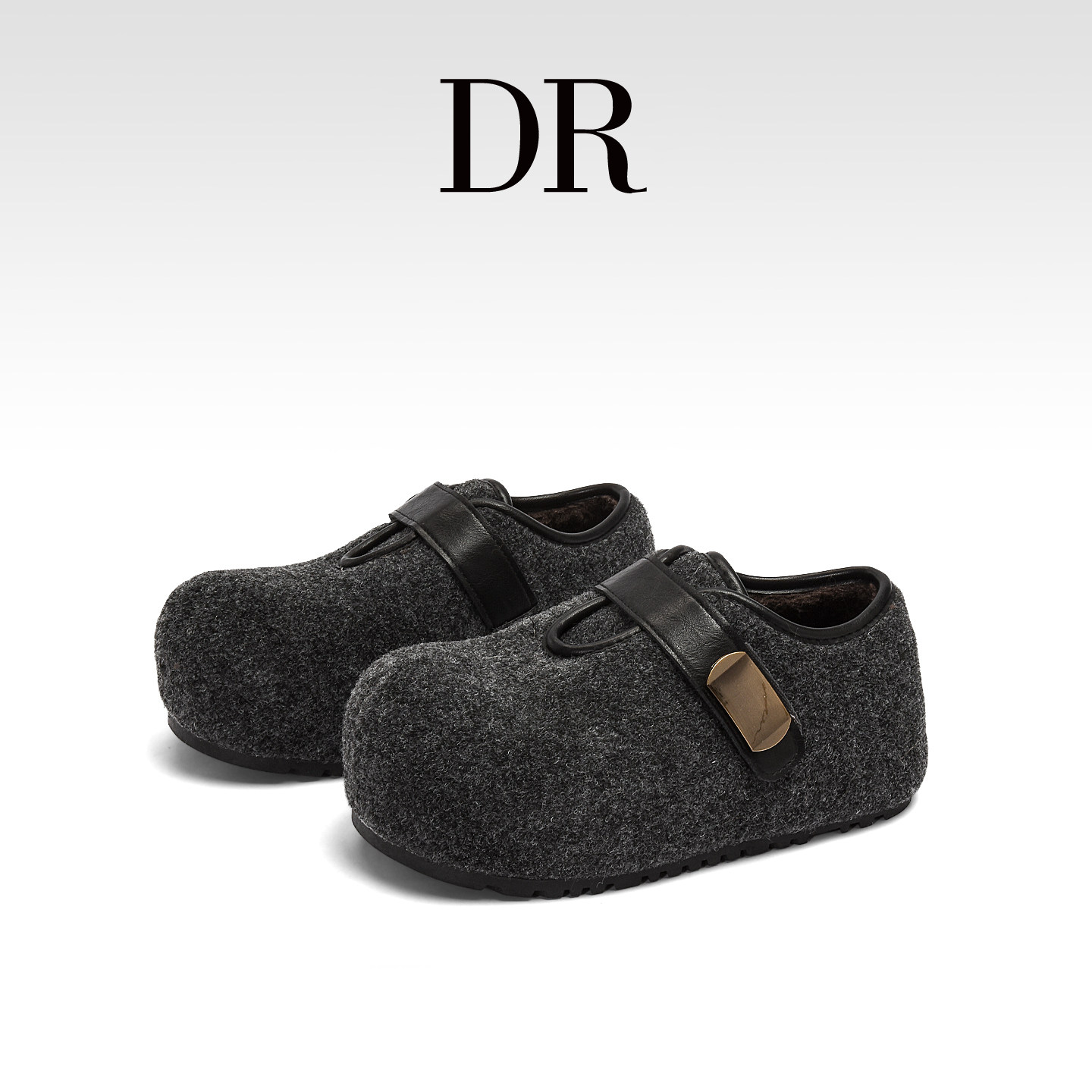DR官方正品毛呢厚底包头勃肯鞋女2025冬季一脚蹬懒人毛毛乐福鞋,女鞋,勃肯鞋/软木鞋,淘宝优惠券,粉丝福利购,淘宝优惠卷