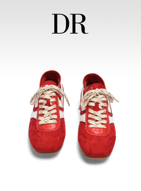DR官方正品复古红色德训鞋2025新款拼色休闲板鞋运动内增高阿甘鞋