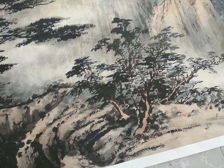 归才董寿平黄山国画山水四尺横幅真迹复制画宣纸画客厅画中式装饰
