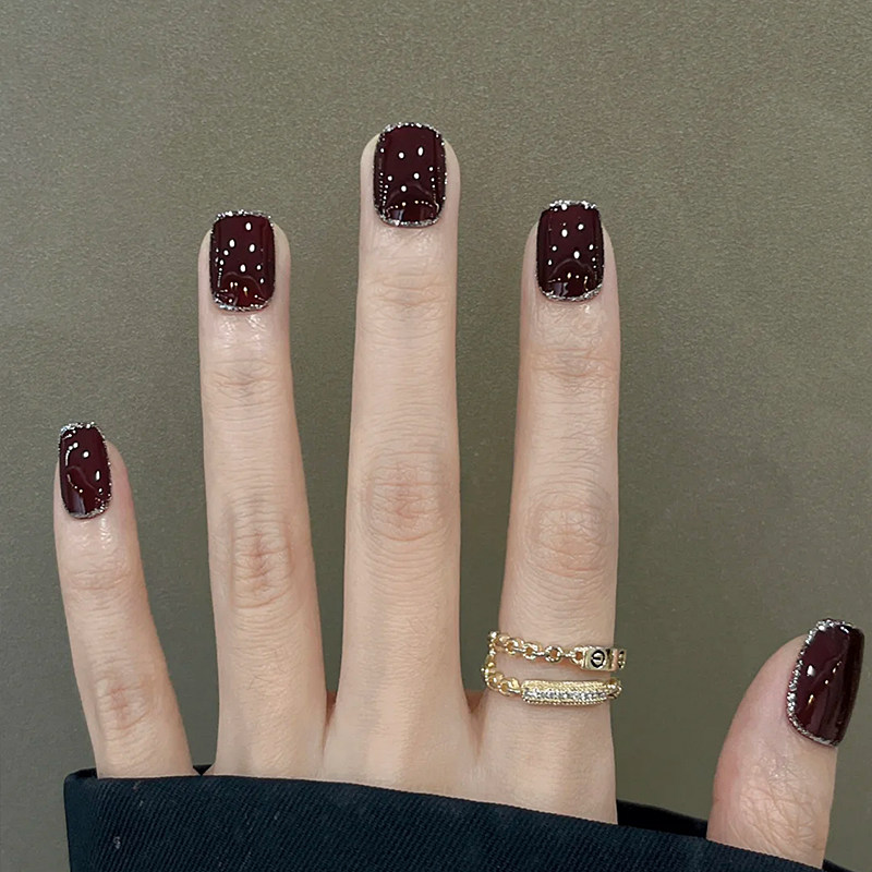 【烈火如歌】红色纯手工穿戴甲短款高级感2024新年款显白爆款美甲