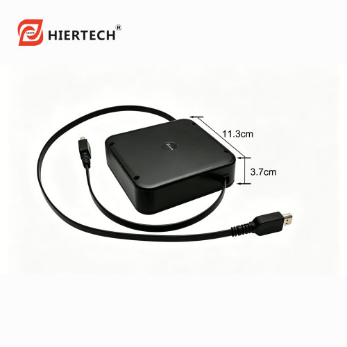 HIERTECH黑色HDMI线1.45m扁线自动卷线盘配备自锁功能工厂直销