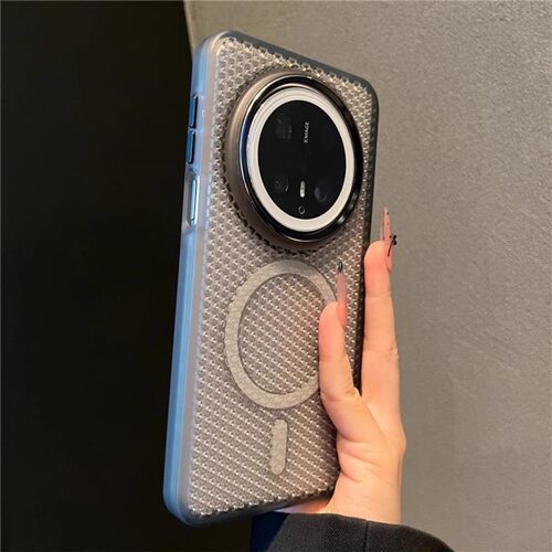 网孔散热磁吸适用华为mate70pro手机壳简约超薄透气mate60pro+高级感金属镜框mate70/60全包防摔保护套男女夏