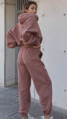 Women winter clothes sweaters休闲欧美风秋冬加绒卫衣长裤套装