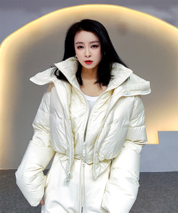 小众设计新款冬季时尚女士短款立领羽绒服加厚夹克面包服显瘦外套