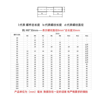 牙M48穿M6棒螺丝螺柱30长加长双头栓双螺头螺杆other丝杆等墙不锈