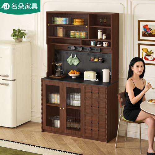 名朵实木岩板餐边柜靠墙一体