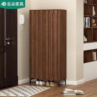 实木鞋柜收纳柜一体靠墙家用门口2025新款复古室外过道电梯口5N88