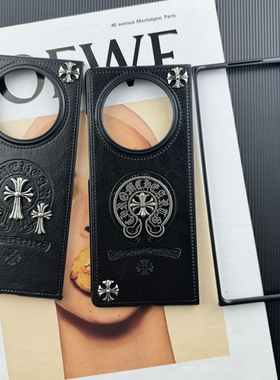 适用vivo XFold3pro手机壳新款折叠屏xfold5保护套复古风皮质立体五金十字架高档网红创意小众感男女潮牌外壳