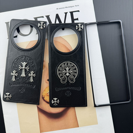 适用vivo XFold3pro手机壳新款折叠屏xfold5保护套复古风皮质立体五金十字架高档网红创意小众感男女潮牌外壳