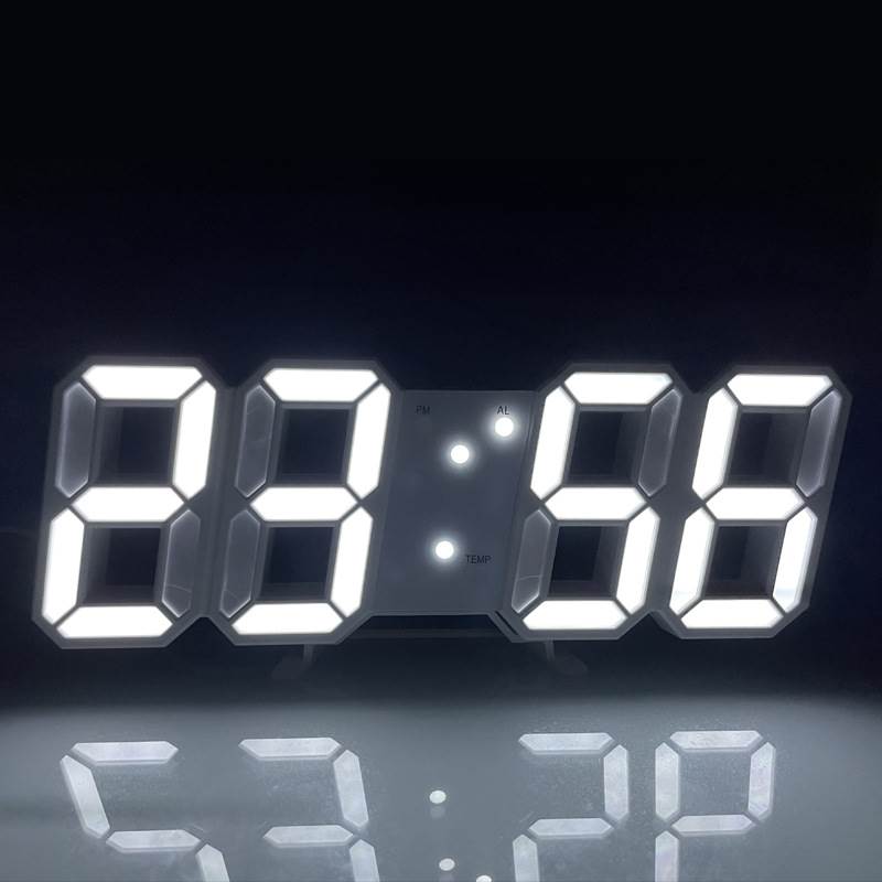 thumbnail for Cross-border hot-selling 3D digital alarm clock clock creative smart light-sensitive LED wall clock Korean version student electronic alarm clock