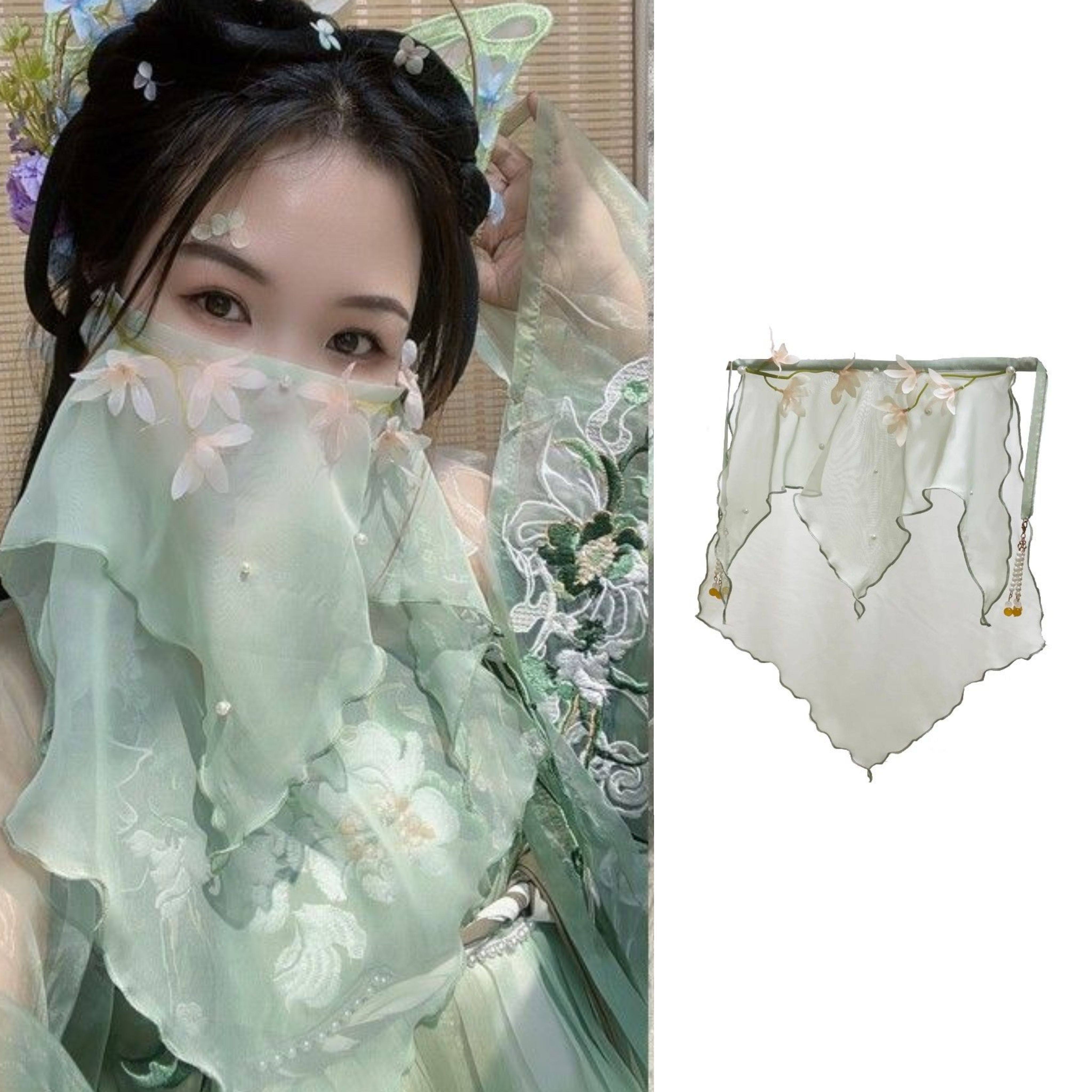 新款原创古风汉服配饰防晒面纱异域百搭仙女拍照超仙耳挂面帘配饰