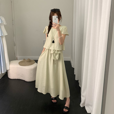清仓甜美白月光天丝假两件连衣裙
