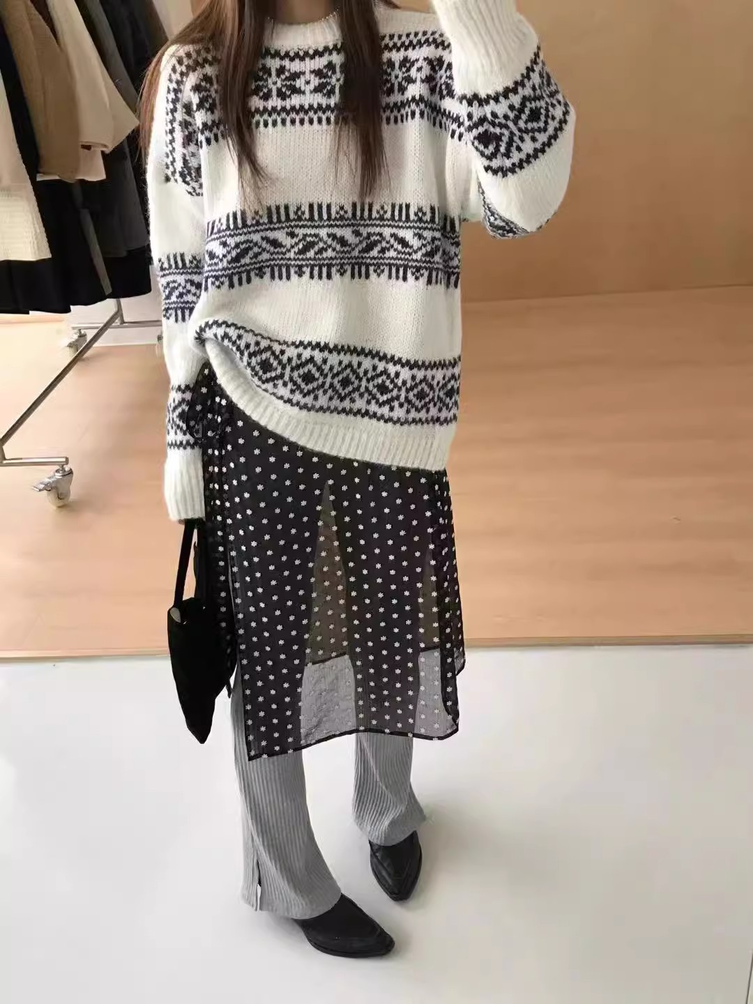 清仓现货个性小众提花透视半身裙