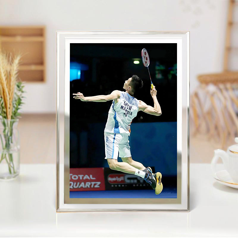李宗伟相框羽毛球明星周边房间桌面装饰水晶玻璃摆台立式摆件礼物