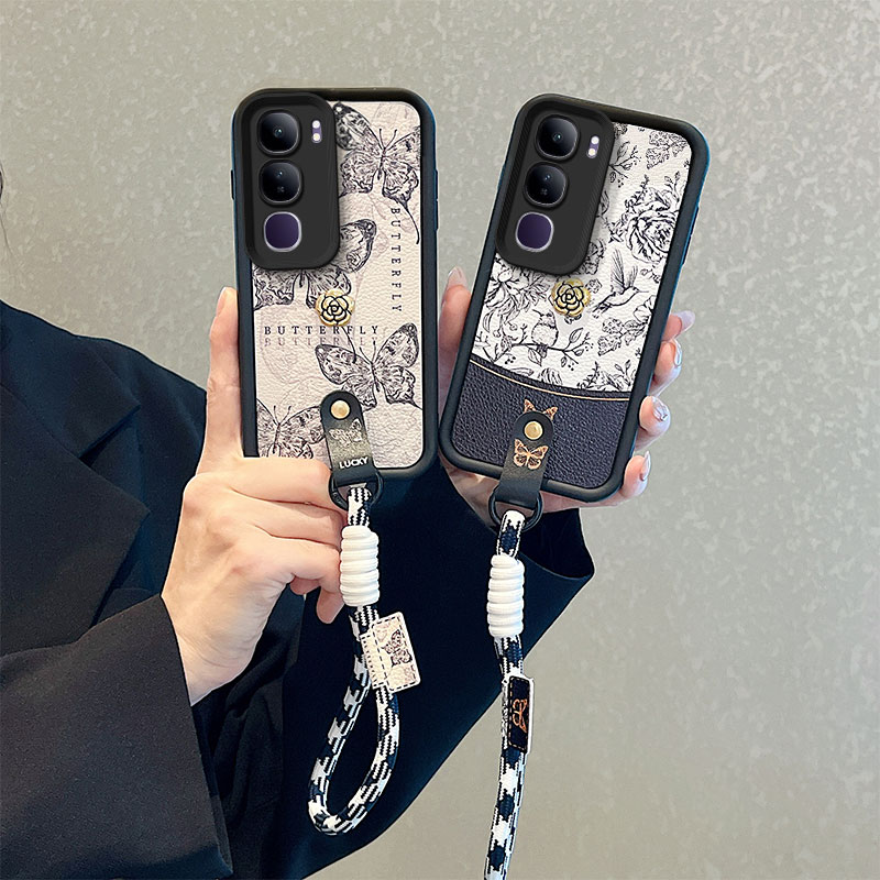 山茶花适用vivoV40Lite手机壳卡通女v40se可爱学生vovoY200海外版秋冬小羊皮纹vibo v40se保护套v4olite时尚