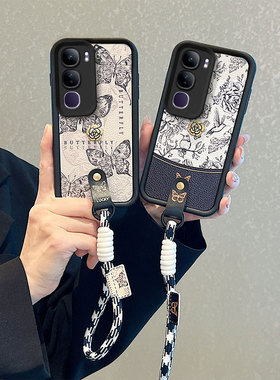 山茶花适用vivoV40Lite手机壳卡通女v40se可爱学生vovoY200海外版秋冬小羊皮纹vibo v40se保护套v4olite时尚