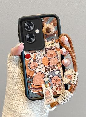 适用OPPOA2手机壳卡皮巴拉opopA3s时尚男女oopoA5皮纹煤球oppiA5S情侣卡通可爱女0ppoa3s日韩保护套opooa2个