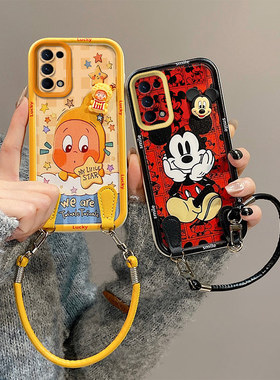 米奇库洛米适用OPPOFindX3Lite手机壳卡通可爱女Reno5K一体手绳opop Reno5少女潮0ppofimdx3lite保护壳时尚