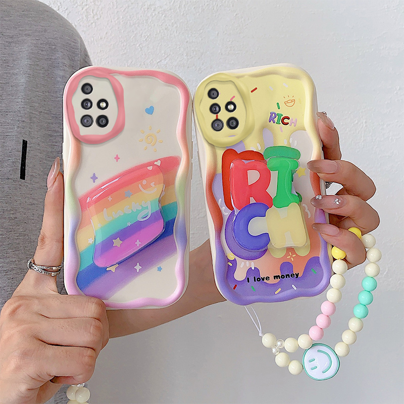 适用三星A51 4G手机壳卡通搞怪女SM-A7160时尚欧美ins风galaxy a71 4g保护套SM-A5160可爱女生sxa71手链支架