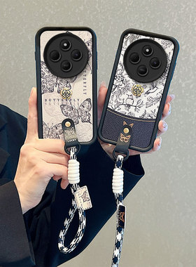 山茶花适用小米POCO C75手机壳卡通可爱女p0c0复古皮纹PocoM7 5G秋冬保护套xiaomi个性高颜值povo m7时尚学生