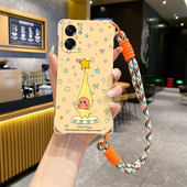 简约新款 星星人适用OPPOA16斜跨手机壳A16K小众日韩可爱少女A17卡通时尚 男女A17K手绳保护套硅胶A16个性