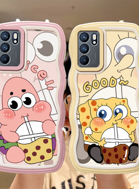 适用OPPO Reno6手机壳卡通学生PEPM00个性硅胶opop reno6pro保护套ins风PEQM00搞怪可爱女oppireon6海绵宝宝