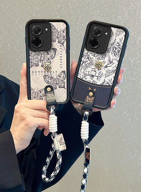 山茶花适用红米A5 4G手机壳卡通可爱女xiaomi复古皮纹。小米POCOC71保护套povoc71秋冬潮女时尚redmi a5手绳