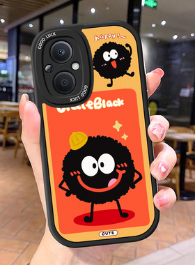 适用OPPOF19Pro手机壳情侣reno8t煤球7z/5z全包reno5lite全包q5i防摔RealmeV23创意搞怪可爱保护壳