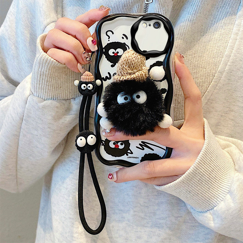 适用于苹果6plus手机壳搞怪卡通iphone6s保护套创意时尚iphine6splus日韩可爱少女pg6煤球毛绒外壳6a秋冬硅胶