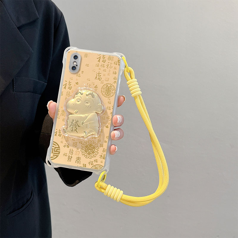 新年福适用iPhoneX手机壳时尚卡通男女手绳iPhoneXR个马上发财iPhoneX保护套日韩搞怪iPhoneX四胶防摔iPhone