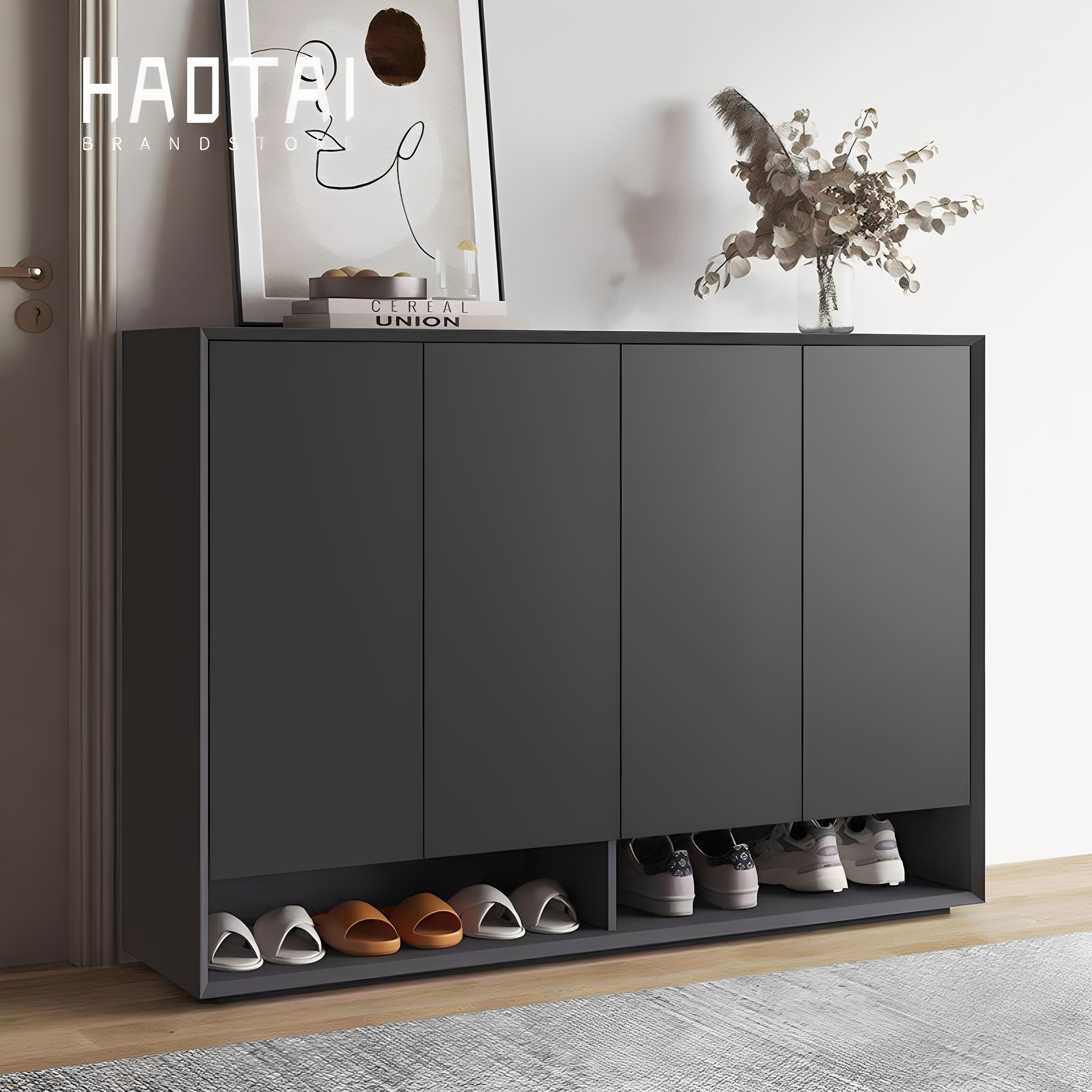 意式极简鞋柜烤漆家用门口玄关大容量收纳储物柜整装北欧简约柜子