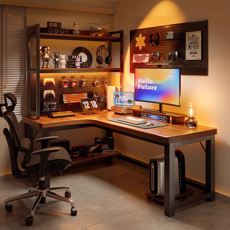 实木转角电脑桌台式卧室家用电竞桌子书桌书架一体拐角办公桌L型,收纳整理,书桌收纳置物架,淘宝优惠券,粉丝福利购,淘宝优惠卷