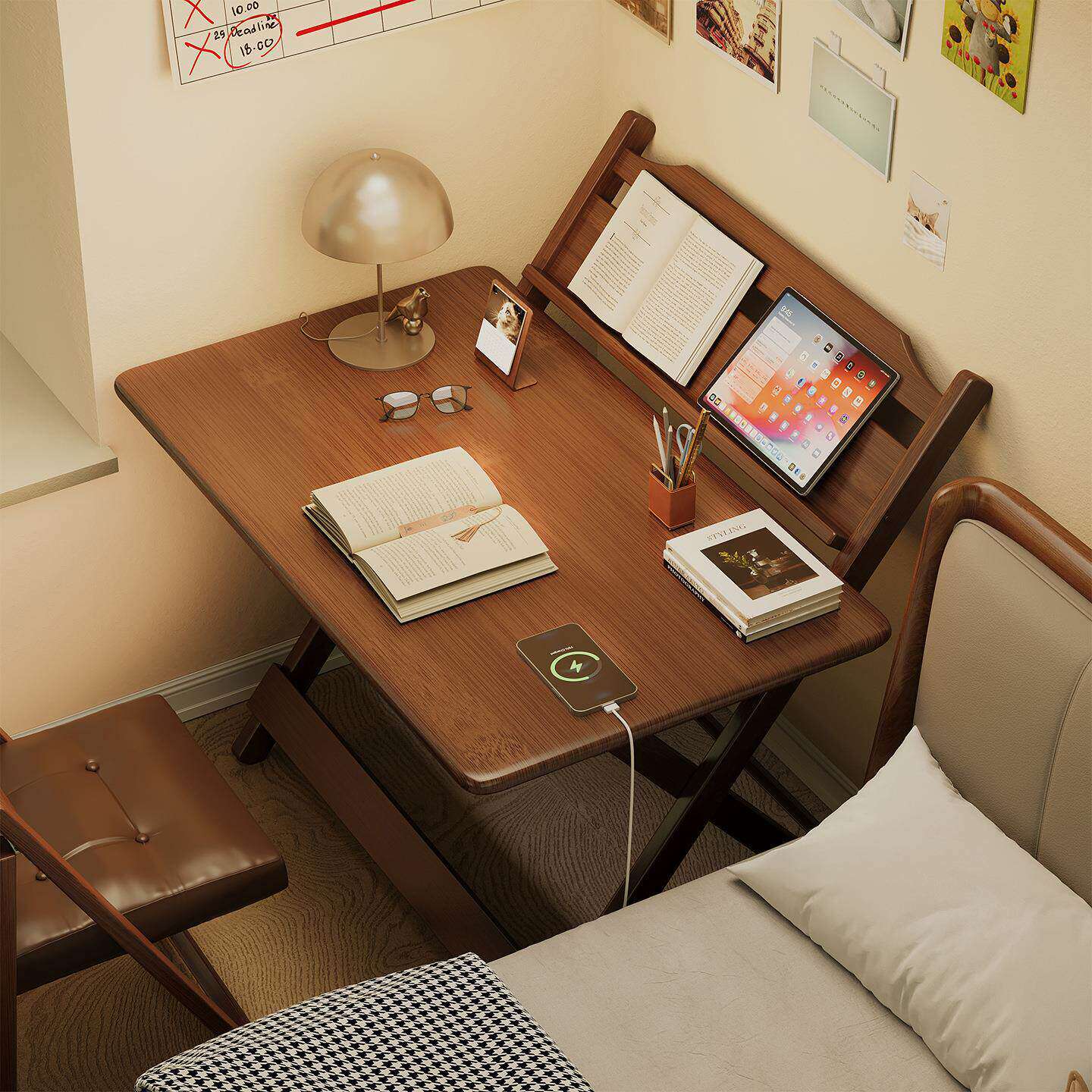 多用可折叠桌子家用儿童书房学生升降电脑桌宿舍简易学习桌收纳架