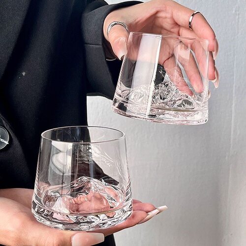 高级水晶富士山杯冰山玻璃杯