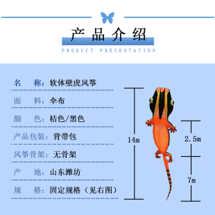 销2023年新款 大型成人高档无骨架好放飞壁虎软体风筝3D立体平稳厂