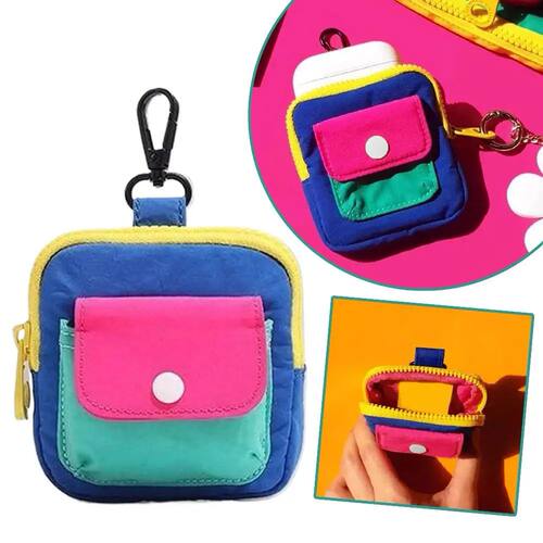 Dopamine Color Mini Wallet Keychain Coin Purse Mini Zipper E