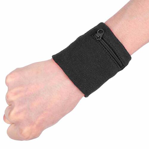 Unisex Wristband Coin Keys Storage Zipper Pocket Sport Wrist