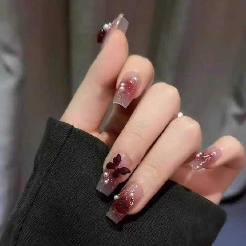 新年圣诞可拆卸穿戴甲玫瑰之约