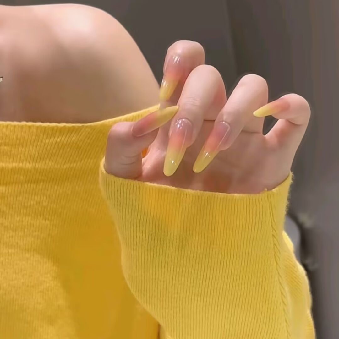 GC【杨枝甘露】新款手工穿戴甲春日明媚感氛围腮红奶黄色渐变可拆